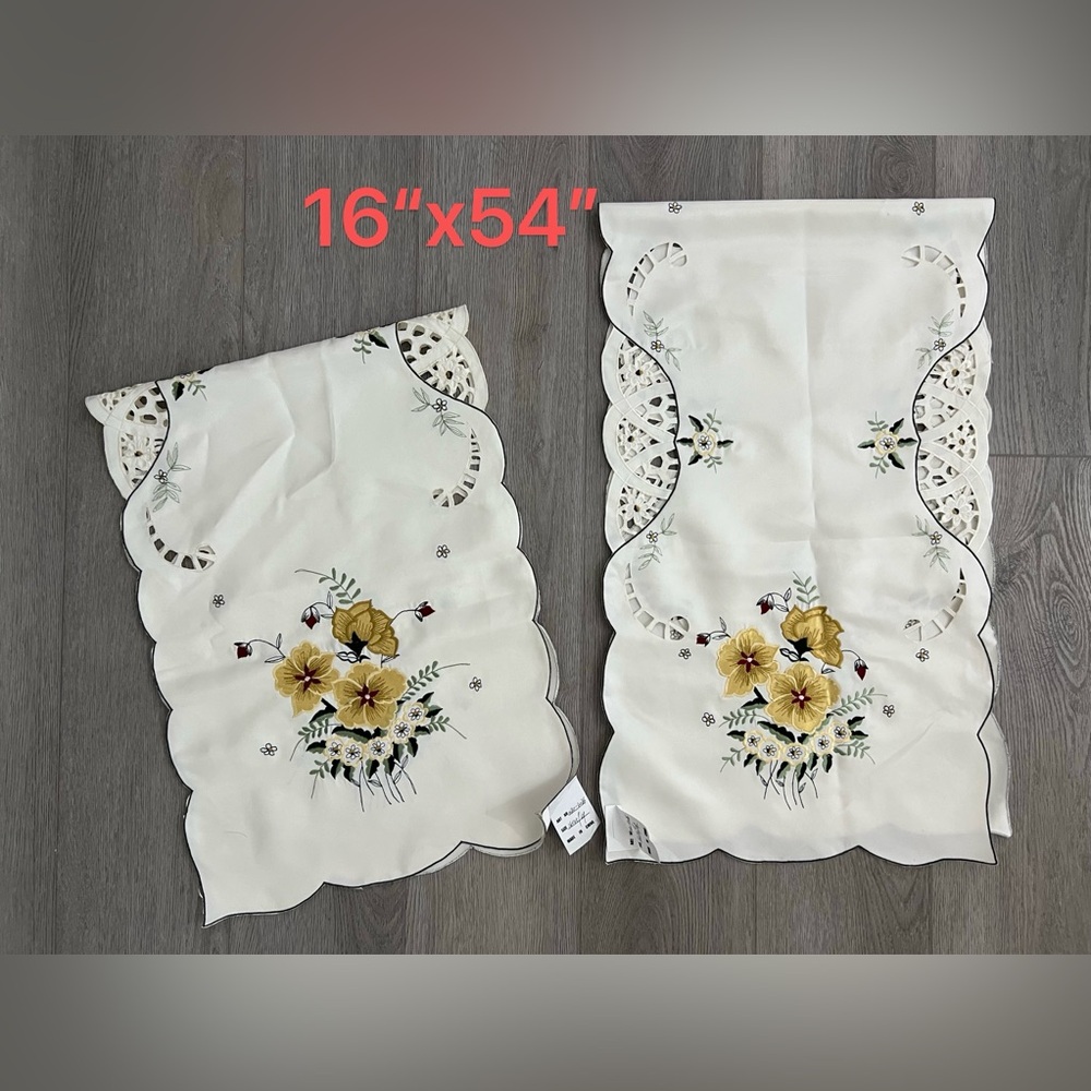 Floral Embroidered Table Runner